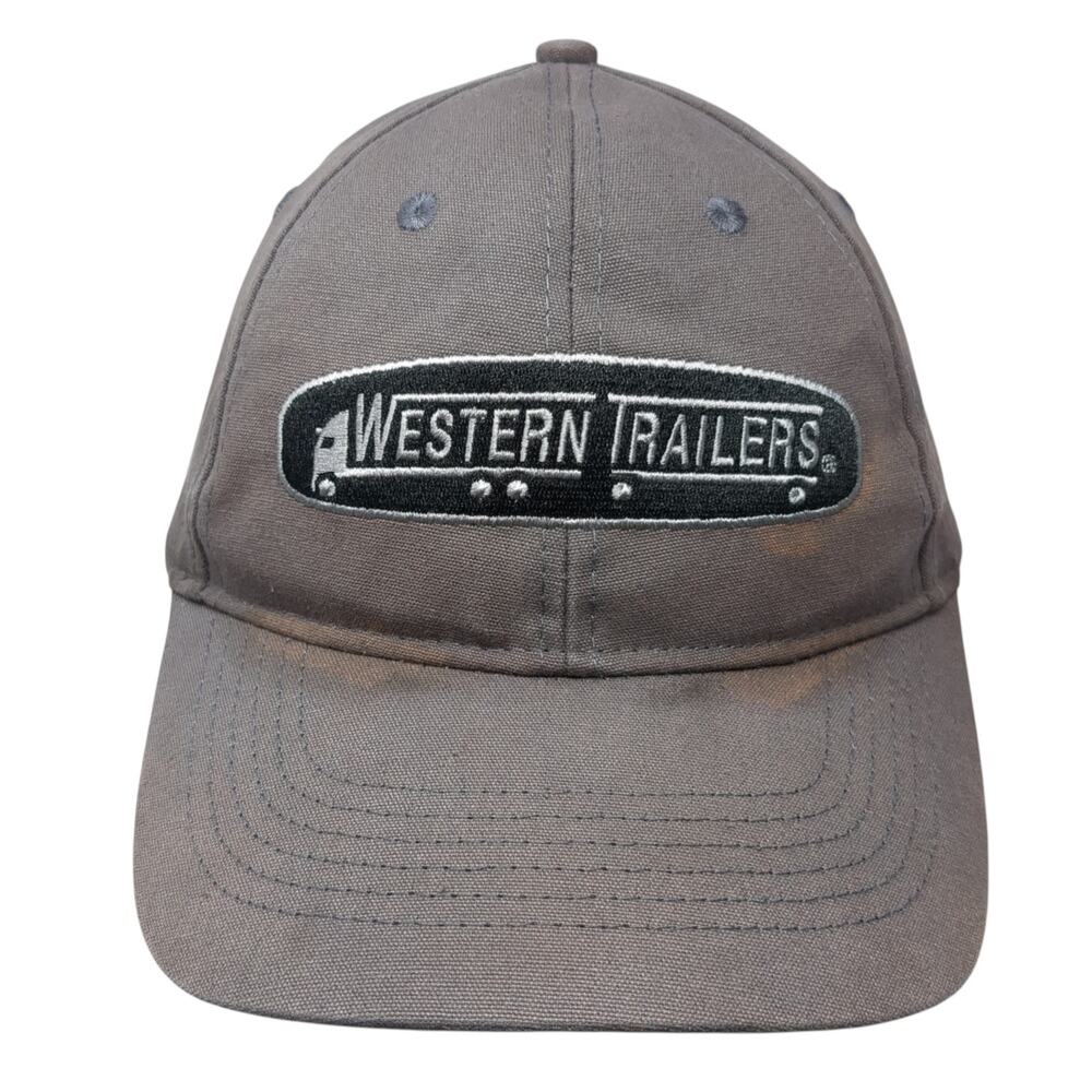 Western Trailers Strapback Baseball Cap Gray One Size Adjustable Embroidered